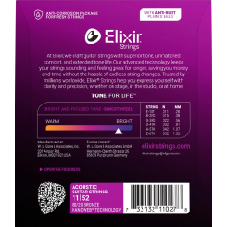 Elixir Nanoweb Acoustic Bronze 11027 Custom Light 11-52